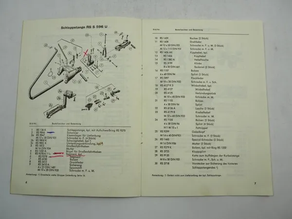 Rasspe Mähwerk für Güldner Schlepper G 35 40 45 A S AS Ersatzteilkatalog 1968