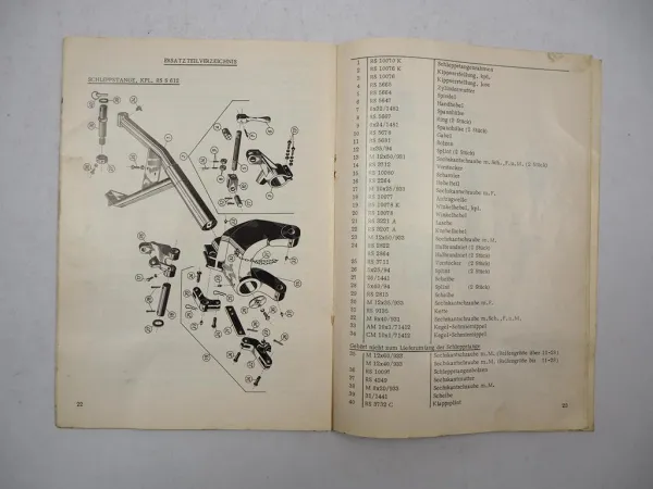 Rasspe Mähwerk für Hanomag Perfekt Granit Betriebsanleitung Ersatzteilliste 1970
