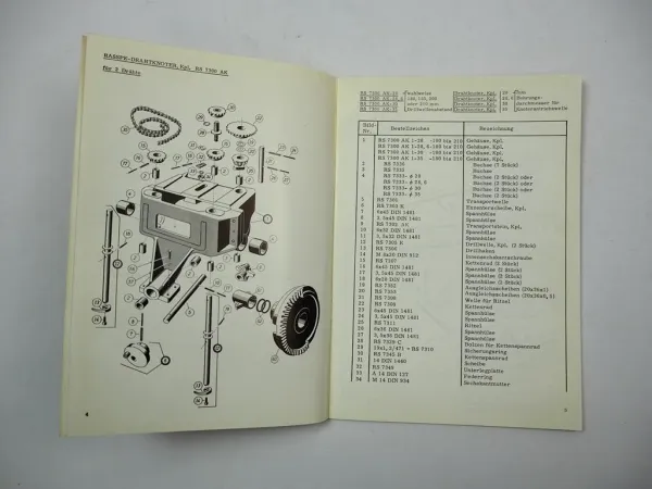 Rasspe RS 7300 7365 Drahtknoter Betriebsanleitung Ersatzteilliste 1975