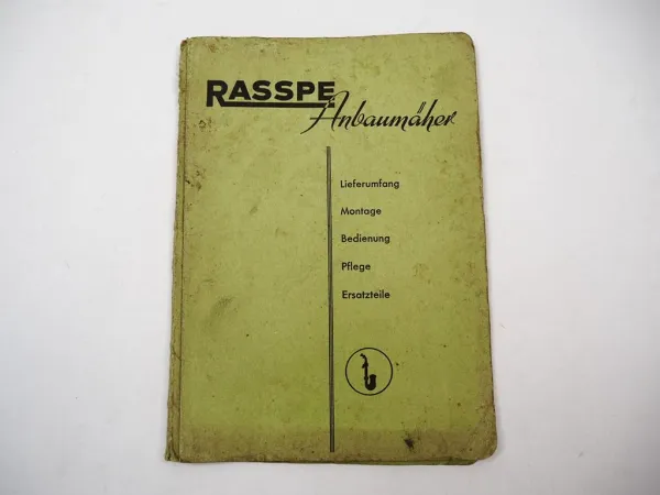 Rasspe Schleppermäher für Schlüter AS15 Betriebsanleitung Ersatzteilliste 1954