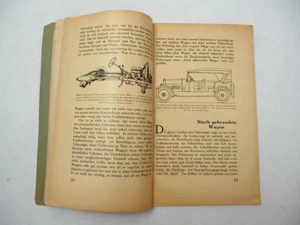 Ratschläge für Käufer gebrauchter Autos 1929 Handbuch Ingenieur E. Libotte