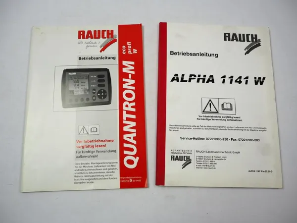 Rauch Alpha 1141W Düngerstreuer + Quantron M Steuerung Betriebsanleitung 2001/06