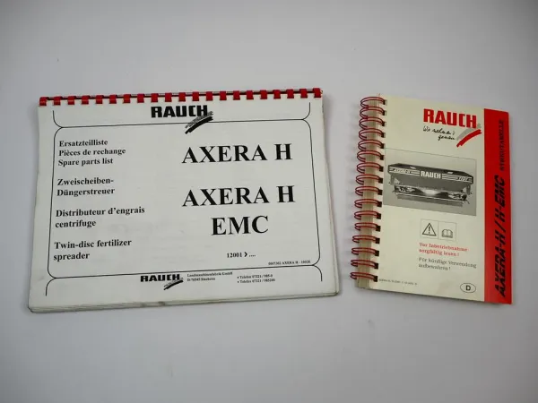 Rauch Axera H EMC Dünderstreuer Ersatzteilliste Streutabelle ca. 2001