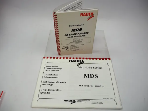 Rauch MDS 52 62 82 Streutabelle & Ersatzteilliste Düngerstreuer Stand 2003