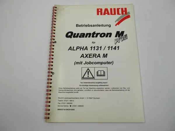 Rauch Quantron M profi Steuerung für Alpha 1131 1141 Axera M Betriebsanleitung