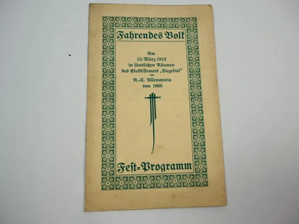 RC Allemannia 1866 Hamburg Ruderclub Festprogramm 1913 Fahrendes Volk Sagebiel