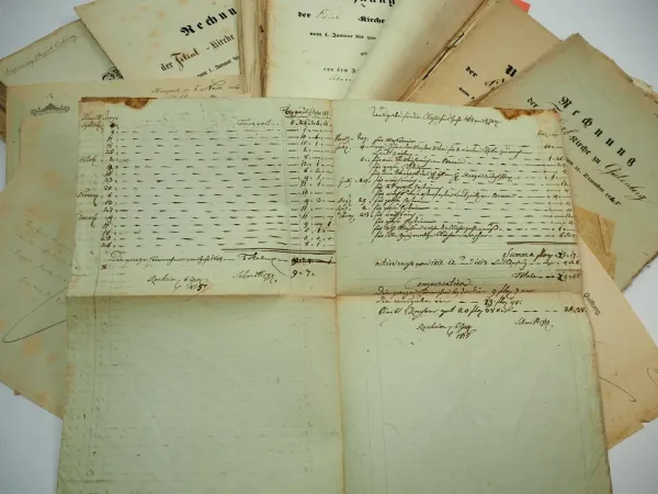 Rechnung ca. 50 Stück 1815 - 1900 Kirchengemeinde Mandel Gutenberg Roxheim
