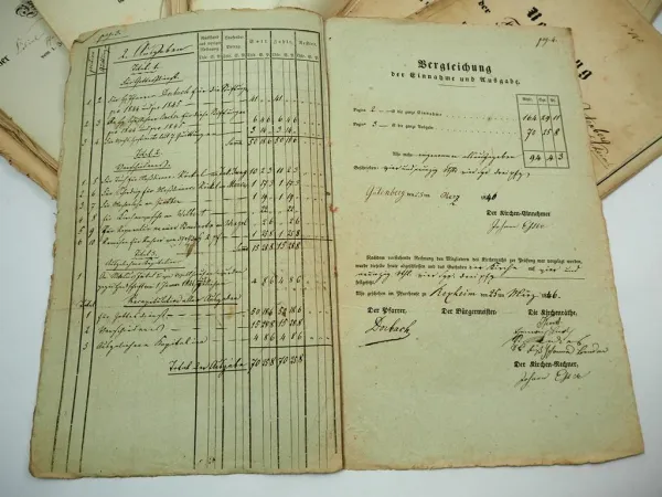 Rechnung ca. 50 Stück 1815 - 1900 Kirchengemeinde Mandel Gutenberg Roxheim