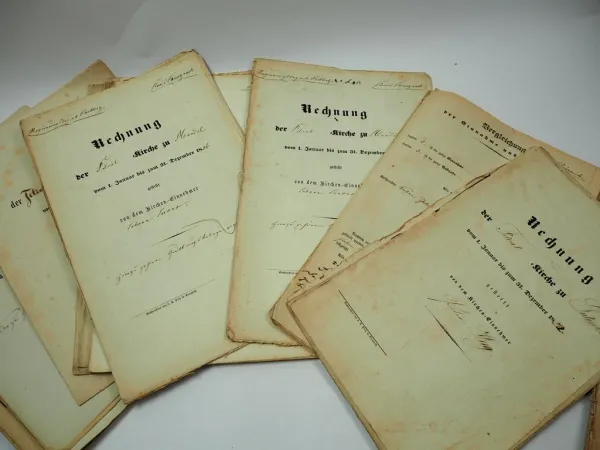 Rechnung ca. 50 Stück 1815 - 1900 Kirchengemeinde Mandel Gutenberg Roxheim