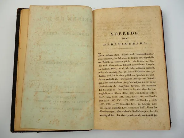 Reinke de Fos von Hinrek fan Alkmer 1835 Herausgeber Dr. Scheller