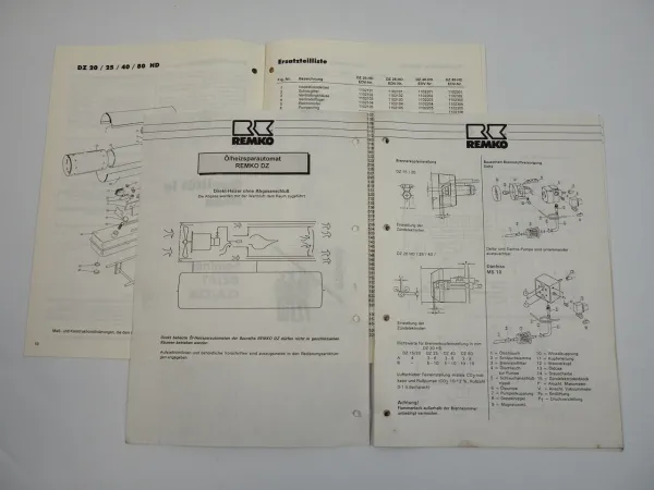 Remko DZ 20 25 40 80 HD Öl Heizsparautomat Bedienungsanleitung Ersatzteilliste