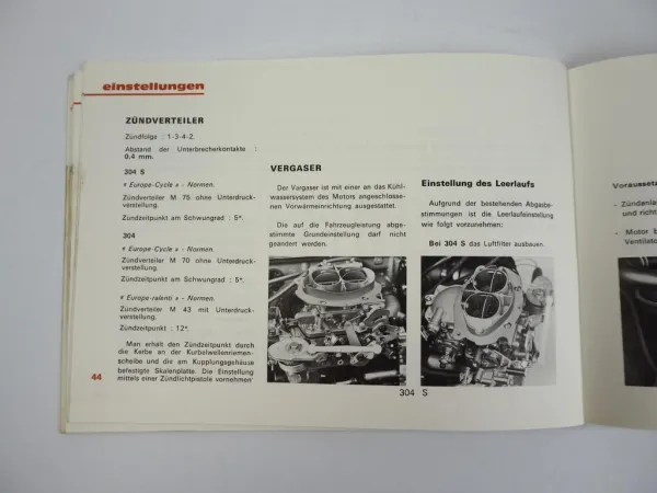 Renault 304 Bedienungsanleitung Wartung 1972