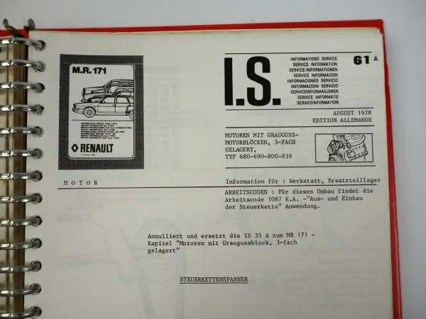 Renault 4 5 - 30 Alpine Service Information I.S. Werkstatthandbuch 1976 - 1981