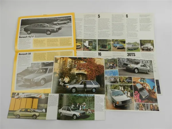 Renault 4 5 6 12 14 16 18 20 30 4x Prospekt Brochure in Englisch 1970/80er Jahre