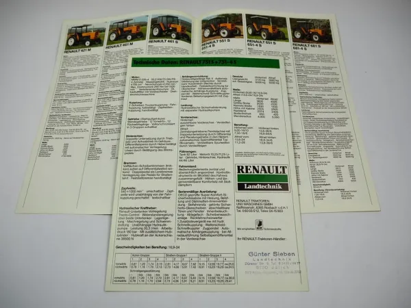 Renault 421 M - 921-4 S Traktor 2 Prospekte Programm Technische Daten ca. 1981