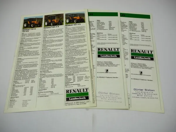 Renault 421 M - 921-4 S Traktor 3 Prospekte Programm Technische Daten ca. 1981
