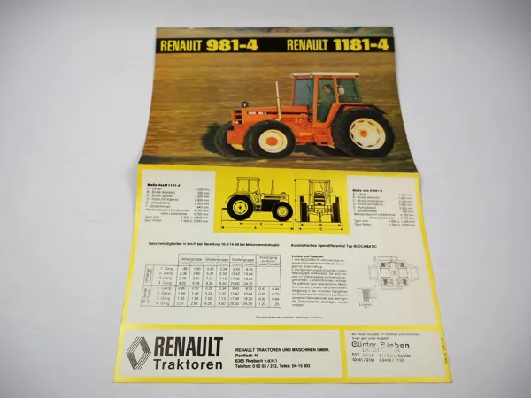 Renault 981-4 1181-4 Traktor Prospekt mit technischer Beschreibung 1978