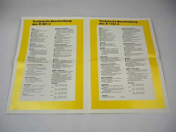 Renault 981-4 1181-4 Traktor Prospekt mit technischer Beschreibung 1978