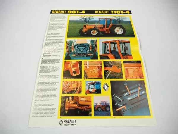 Renault 981-4 1181-4 Traktor Prospekt mit technischer Beschreibung 1978