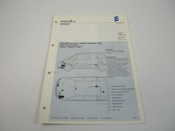 Renault Espace RT RXE Bj. 1997 Eberspächer Hydronic B5WSC Einbau Standheizung