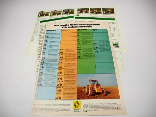Renault R 50 S - R 1451-4 Traktor 4 Prospekte Programm Technische Daten ca. 1981