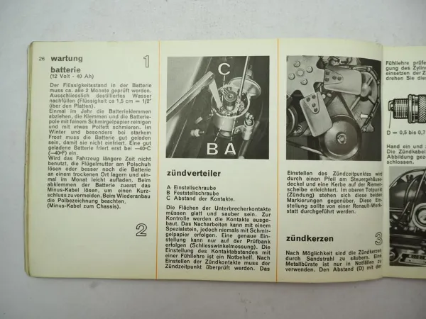 Renault R8 R1132 Betriebsanleitung Bedienungsanleitung Wartung 1968