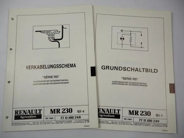 Renault RS Traktoren Schaltpläne Verkabelung Elektrik Werkstatthandbuch 1984
