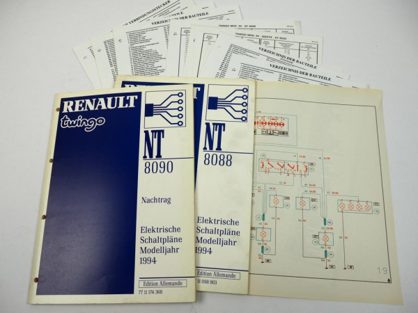 Renault Twingo 1994 Werkstatthandbuch Schaltpläne mit Nachtrag NT 8088 8090
