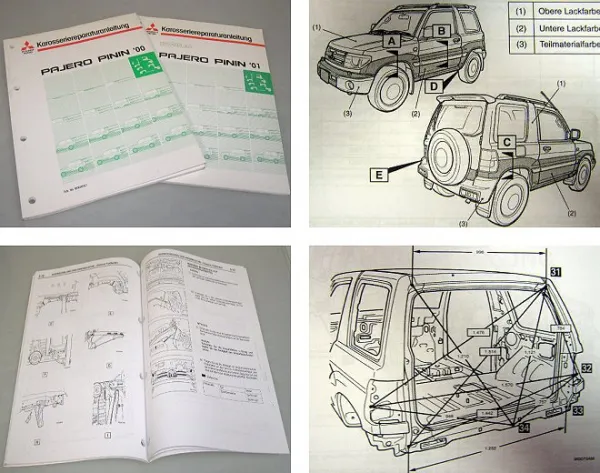 Reparatur Mitsubishi Pajero Pinin Karosserie Werkstatthandbuch 2000 / 2001
