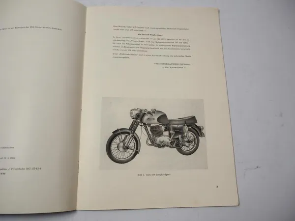 Reparaturanleitung Ergänzung MZ Motorrad ETS250 Trophy Sport ES250/2 21 PS Motor