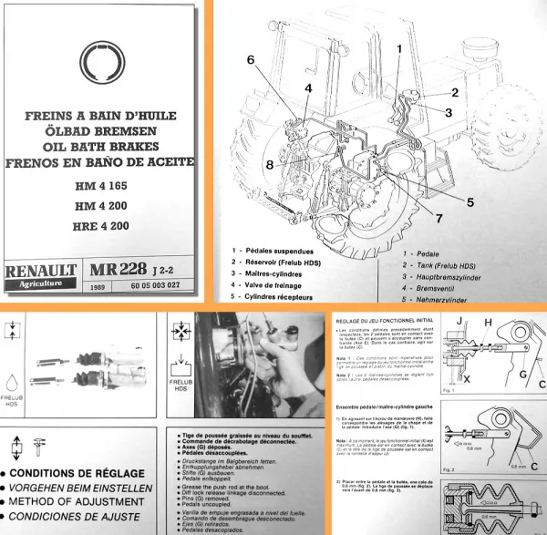 Reparaturanleitung Renault Traktoren Werkstatthandbuch Ölbad Bremsen HM 4 ...