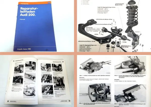 Reparaturleitfaden Audi 200 C2 Werkstatthandbuch Fahrwerk Bremsen Lenkung ABS