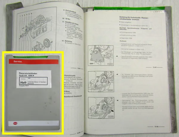 Reparaturleitfaden Audi A4 B5 1,6l Motor Mechanik ADP Zahnriemen Zylinderkopf
