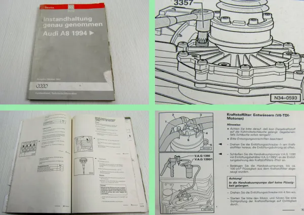 Reparaturleitfaden Audi A8 D2 4D Quattro Instandhaltung Werkstatthandbuch 1999