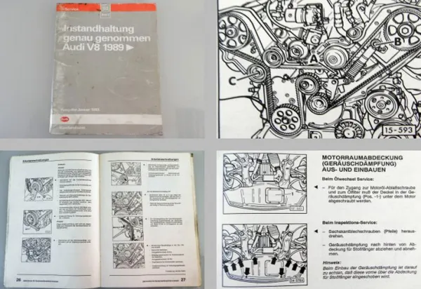 Reparaturleitfaden Audi V8 D11 Instandhaltung Werkstatthandbuch 1993 PT ABH