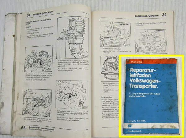 Reparaturleitfaden VW Bus T3 Werkstatthandbuch 5Gang Getriebe 094 Allrad syncro