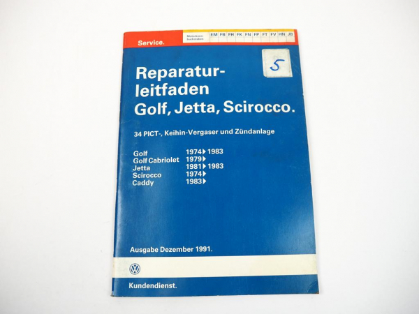Reparaturleitfaden VW Golf 1 Scirocco Vergaser 34 PICT Keihin Reparaturanleitung