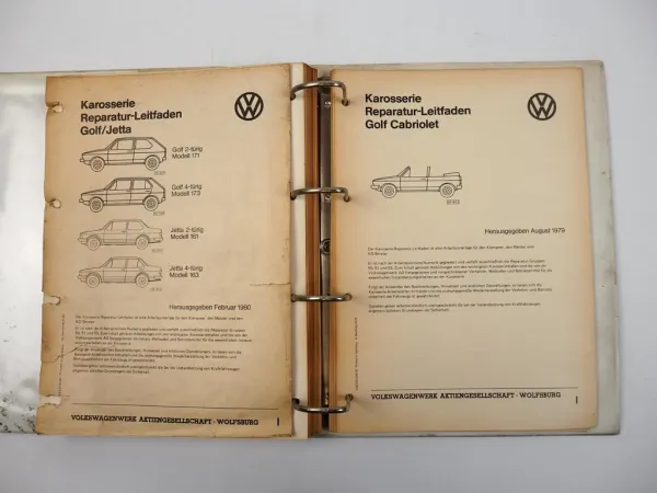 Reparaturleitfaden VW Golf 1 Typ 17 + VW Golf Cabriolet Karosserie 1979 / 1980