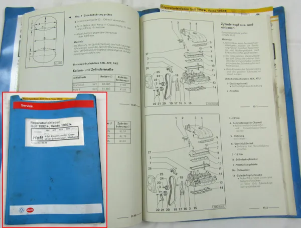 Reparaturleitfaden VW Golf 3 1,6 2,0l Einspritzmotor AEK AFT AKS ATU AWF AWG