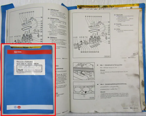 Reparaturleitfaden VW Golf 3 1,9l TD TDI SDI Motor Mechanik AAZ AEY 1Y 1Z AHU