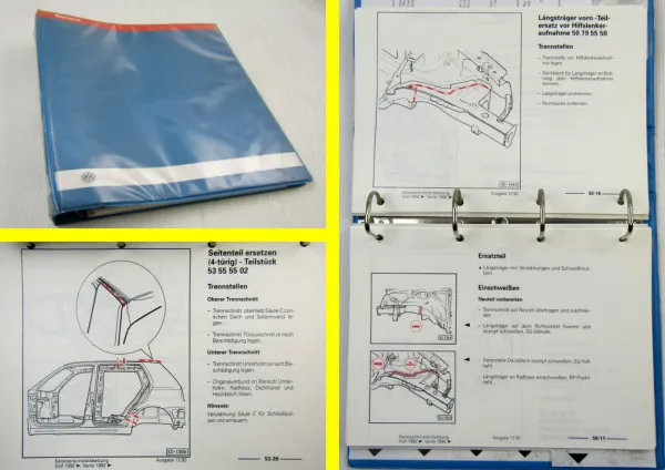 Reparaturleitfaden VW Golf 3 1H Vento Karosserie Instandsetzung Dach Längsträger