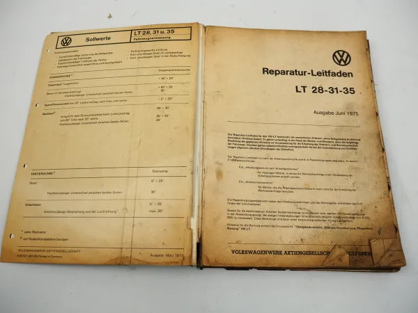 Reparaturleitfaden VW LT I LT28 LT31 + LT35 Werkstatthandbuch 1975 / 1978