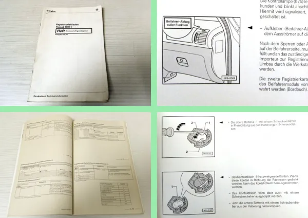Reparaturleitfaden VW Passat B5 Karosserie Eigendiagnose Airbag Komfortsystem 98