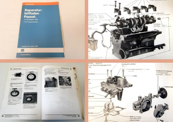 Reparaturleitfaden VW Passat Typ 32b B2 1,3 L Vergaser Motor FY FZ