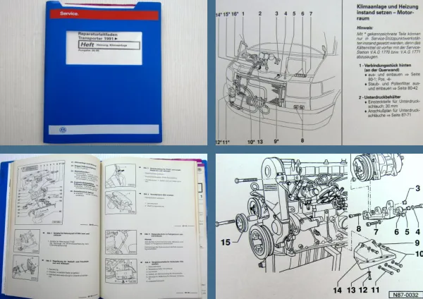 Reparaturleitfaden VW Transporter T4 Werkstatthandbuch Heizung Klimaanlage 1998
