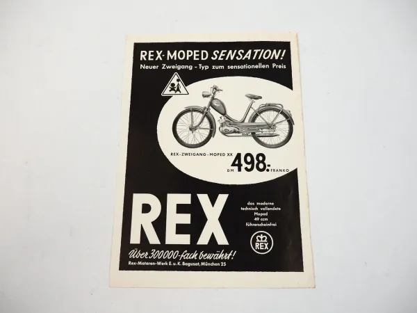 Rex Zweigang Moped XX 49 ccm Prospekt ca.1950er Jahre