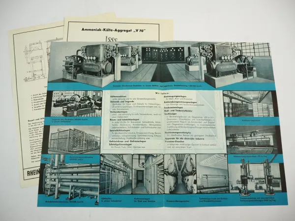 Rheinkälte Maschinenfabrik Düsseldorf Kühlanlagen Kompressor 3x Prospekt 1949