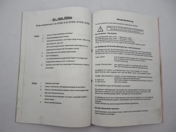 Ritter S20 DYES Schlepperseilwinde Betriebsanleitung Ersatzteilliste 1994