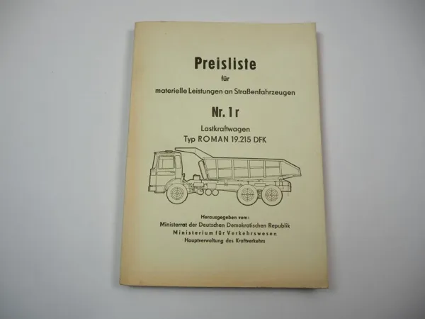 Roman 19.215 DFK LKW Instandhaltung Reparatur Richtzeiten Preisliste 1981 DDR