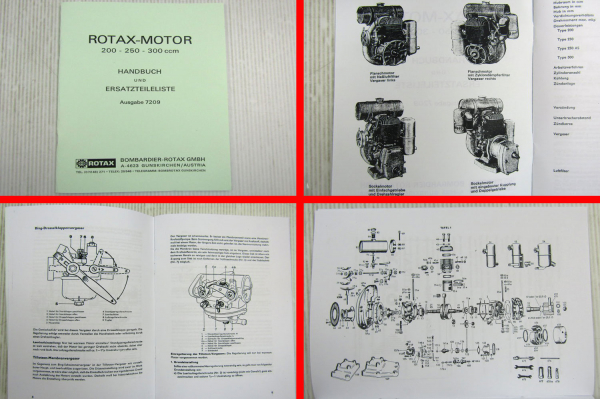 Rotax Motor 200 250 250AS 300 ccm Betriebsanleitung Ersatzteilliste